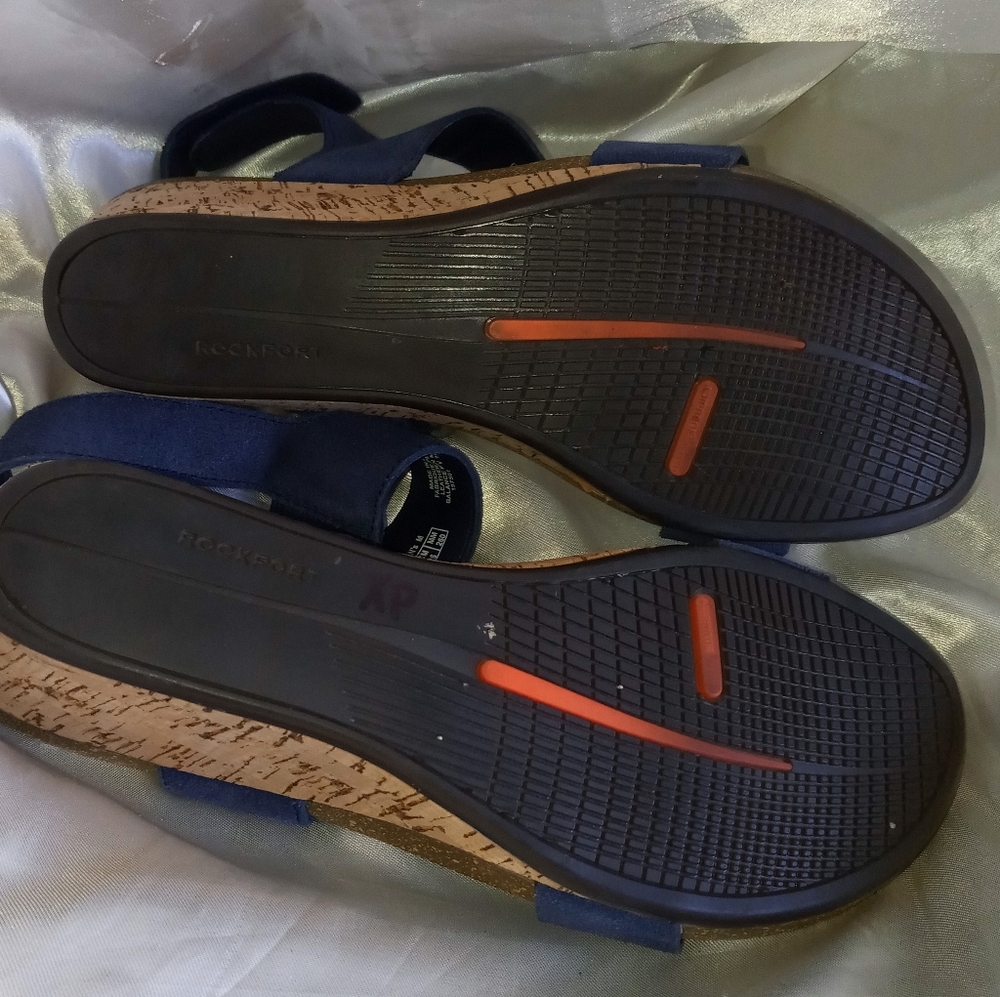 ❌SOLD❌   Rockport Blue Cork Wedge Sandal 9 - Picture 6 of 12